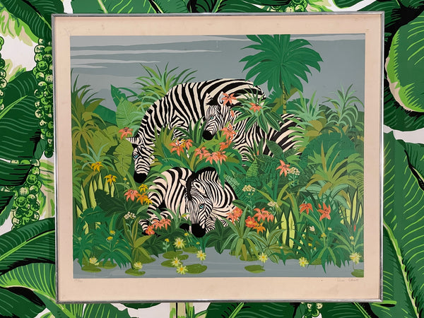 Colorful Zebra and Floral Print in Chrome Frame