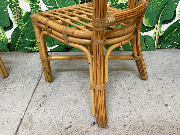 Split Reed Rattan Palm Tree Back Dining Chairs, Set of 6