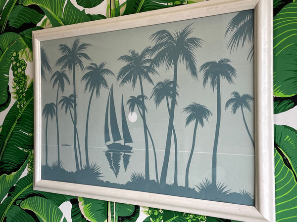 1980s Tropical Palm Scene Framed Print
