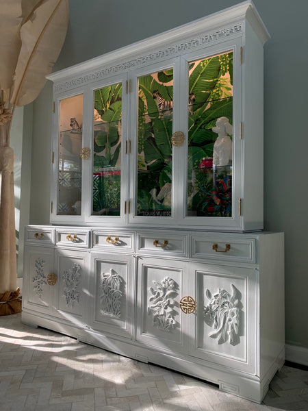 Asian Chinoiserie China Cabinet by Ricardo Lynn side view