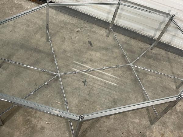 Chrome and Glass Octagonal Coffee/Cocktail Table by Maison Jansen