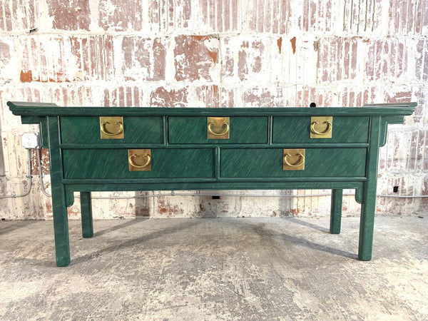 Faux Malachite Asian Console/Altar Table front view