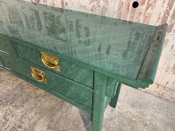 Faux Malachite Asian Console/Altar Table top view