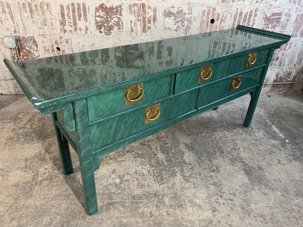 Faux Malachite Asian Console/Altar Table side view
