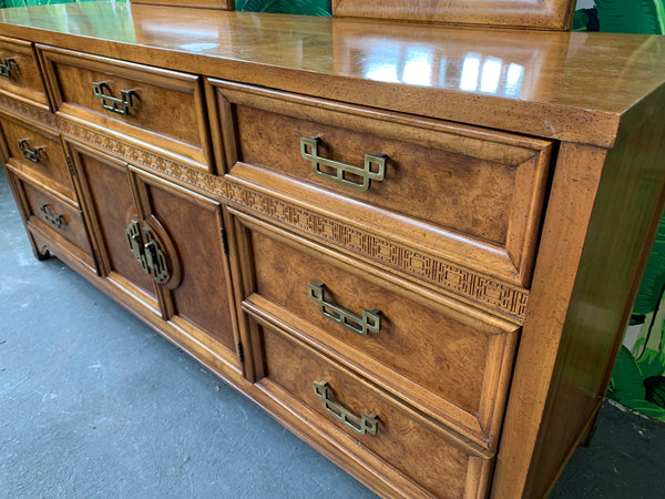 Asian Chinoiserie Burl Dresser Mandarin Collection by Henry Link close up