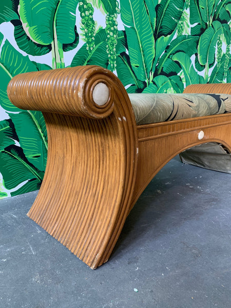 Sculptural Split Reed Bamboo Bench Seat side view