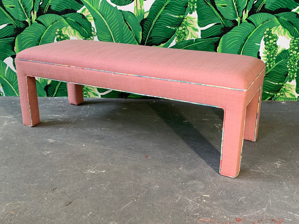 Pink Upholstered Bench Seat Circa 1980s full view