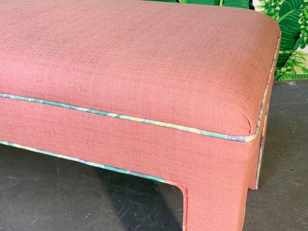 Pink Upholstered Bench Seat Circa 1980s close up