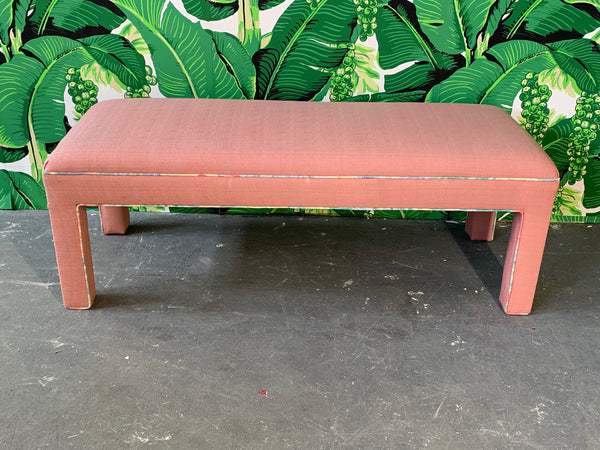 Pink Upholstered Bench Seat Circa 1980s front view