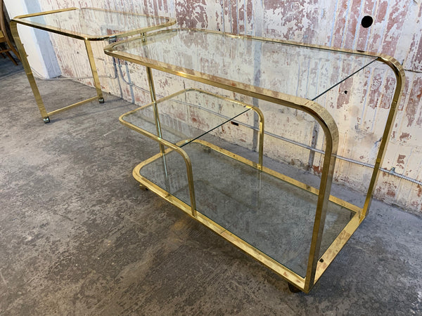 Milo Baughman Style Brass Bar Cart by Design Institute of America