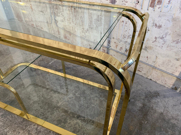 Milo Baughman Style Brass Bar Cart by Design Institute of America