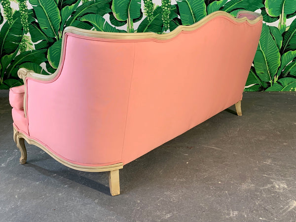 Pair of Pink French Provincial Sofas rear view