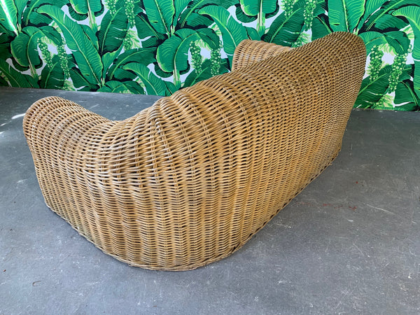 Sculptural Wicker Sofa in the Manner of Michael Taylor rear view