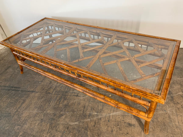Chinoiserie Tiger Bamboo Coffee Table rear view