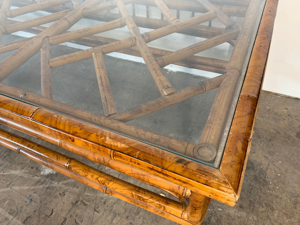 Chinoiserie Tiger Bamboo Coffee Table close up
