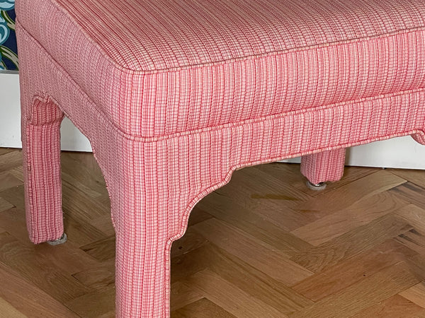 Hollywood Regency Pink Upholstered Footstools, a Pair