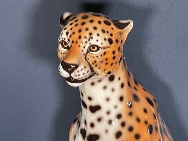 Italian Ceramic Life Size Cheetah Figurine