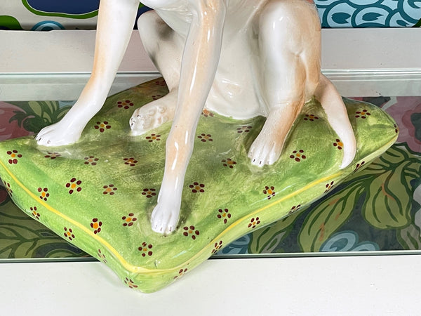 Ceramic Italian Sitting Chihuahua Dog Figurine on Pillow