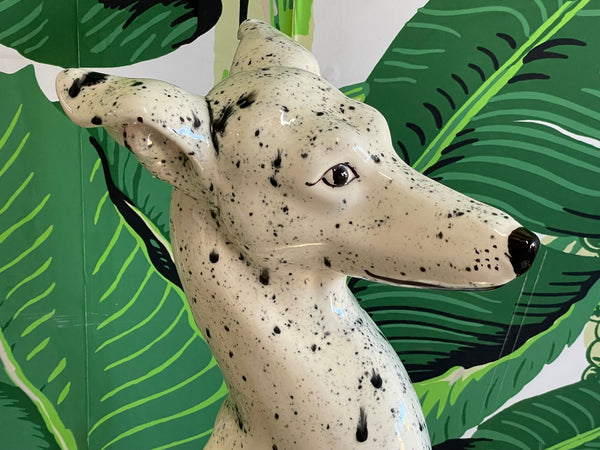 Ceramic Life Size Sitting Whippet or Greyhound Dog Statue