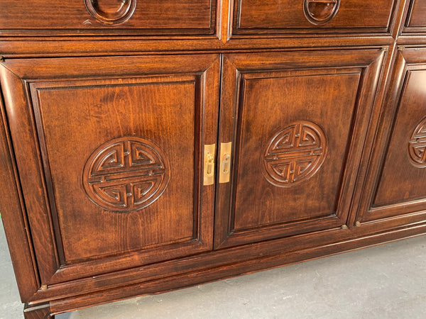 Japanese Redwood Chinoiserie China Cabinet lower view