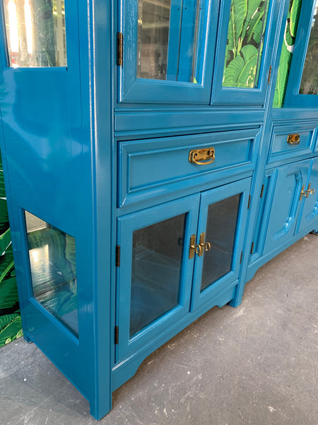 Thomasville Display Cabinets and Buffet in Blue Lacquer