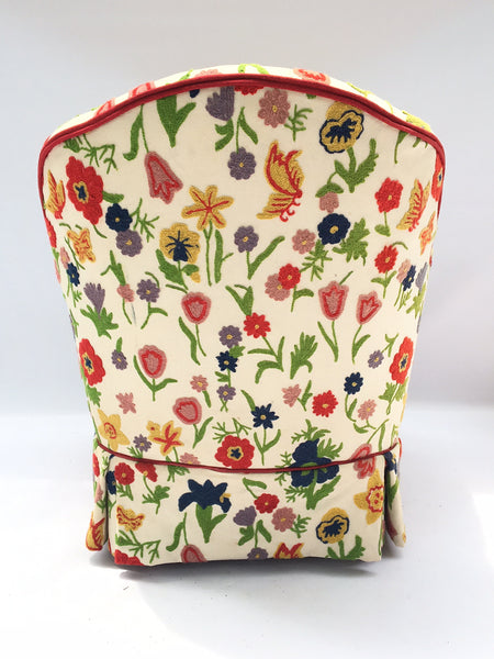 Crewel Embroidered Floral Hollywood Regency Club Chair