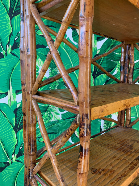 Burnt Bamboo X Stretcher Etagere close up