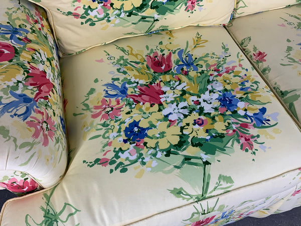 Pair of Floral Upholstered Sofas by Sherrill