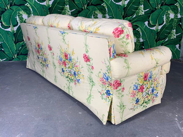 Pair of Floral Upholstered Sofas by Sherrill rear view