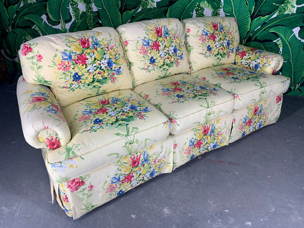Pair of Floral Upholstered Sofas by Sherrill front view