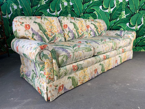 Pair of Floral Upholstered Sofas by Robb and Stucky front view