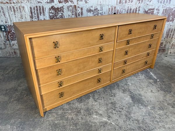 Paul Frankl Ten Drawer Dresser Circa 1950s by Johnson Furniture front view