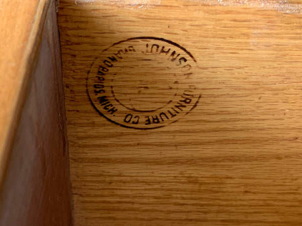 Paul Frankl Ten Drawer Dresser Circa 1950s by Johnson Furniture logo