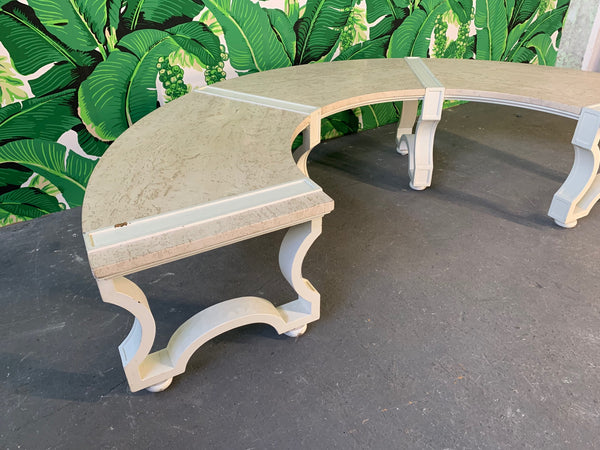 Granite Topped Curved Bench Seat in the Style of Dorothy Draper