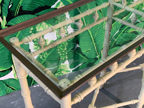 Brass and Glass Faux Bamboo Console Table by Thomasville top view