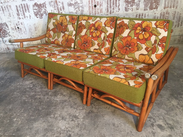 Vintage Ficks Reed Bamboo Sectional Sofa