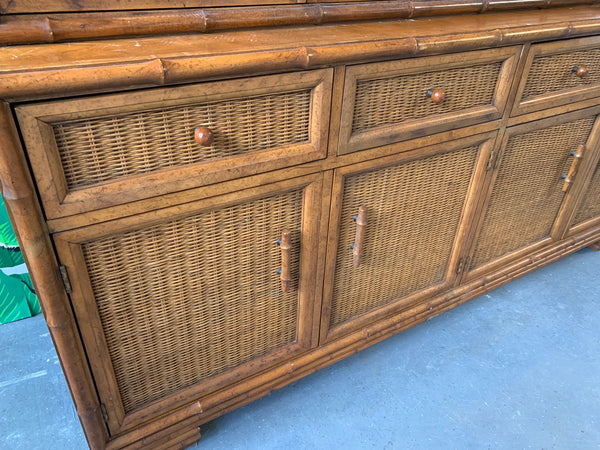 Faux Bamboo and Rattan China Cabinet by American of Martinsville lower view