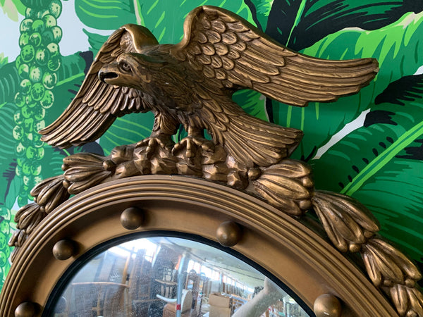 19th Century American Federal Giltwood Eagle Convex Mirror side view