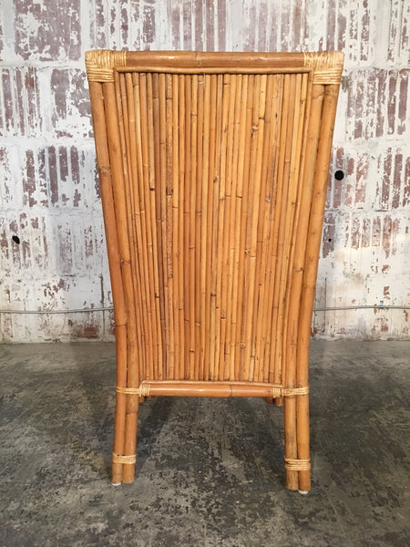 Set of Four Split Reed Rattan High Back Dining Chairs