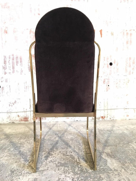 Chromcraft Dynasty Velvet Channel Back Tufted Brass Dining Chairs