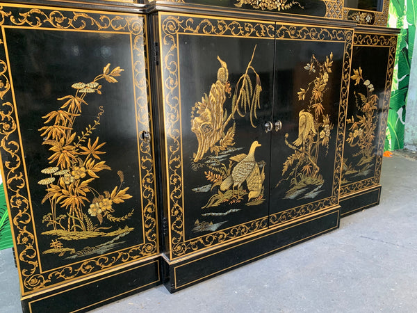 Asian Chinoiserie China Cabinet by Drexel close up