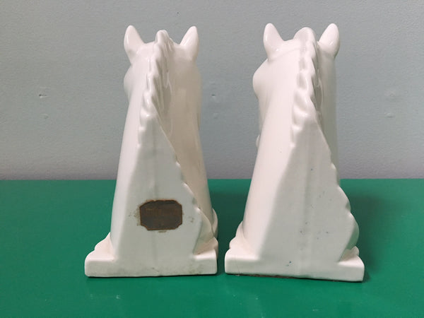 Pair of Ceramic Horse Head Bookends front view