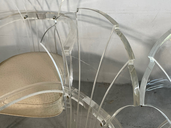 Lucite Art Deco Grotto Shell Back Chairs, Set of 4