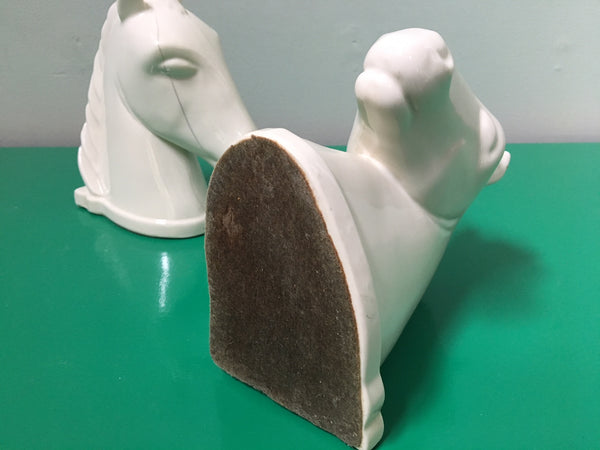 Pair of Ceramic Horse Head Bookends close up