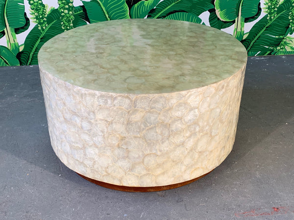 Capiz Shell Round Coffee Table front view