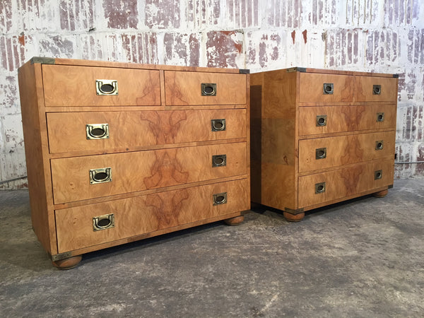 Henredon Burl Wood Campaign Dressers front view