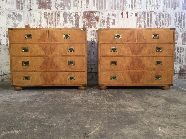 Henredon Burl Wood Campaign Dressers