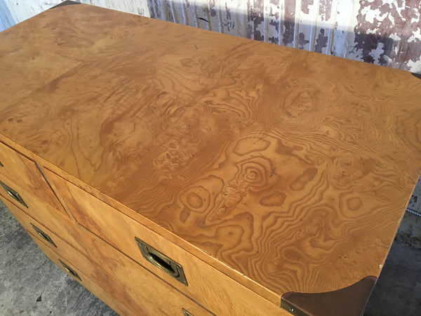 Pair of Henredon Burl Wood Campaign Dressers