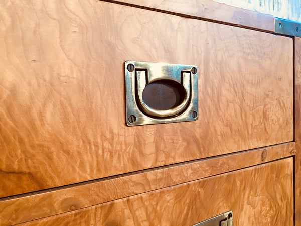 Pair of Henredon Burl Wood Campaign Dressers