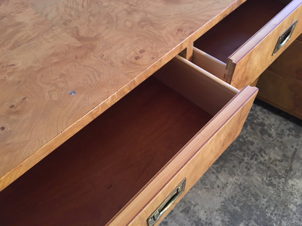 Pair of Henredon Burl Wood Campaign Dressers